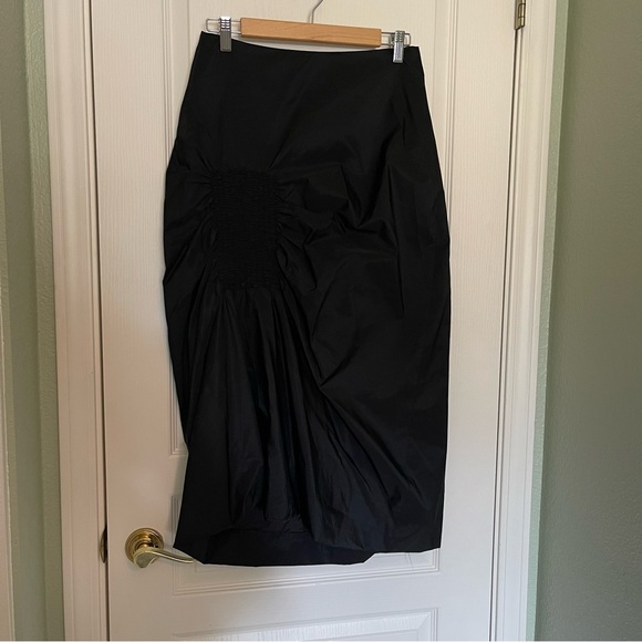 Italian-Made Black Midi-to-Maxi Asymmetrical Skirt with Side Ruching - Size M - Picture 2 of 6